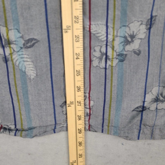 Tommy Bahama Shirt Men's Large Gray Striped Hawaiian Silk Cotton Button Down - Picture 12 of 12